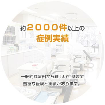 約２０００件以上の 症例実績 一般的な症例から難しい症例まで 豊富な経験と実績があります。